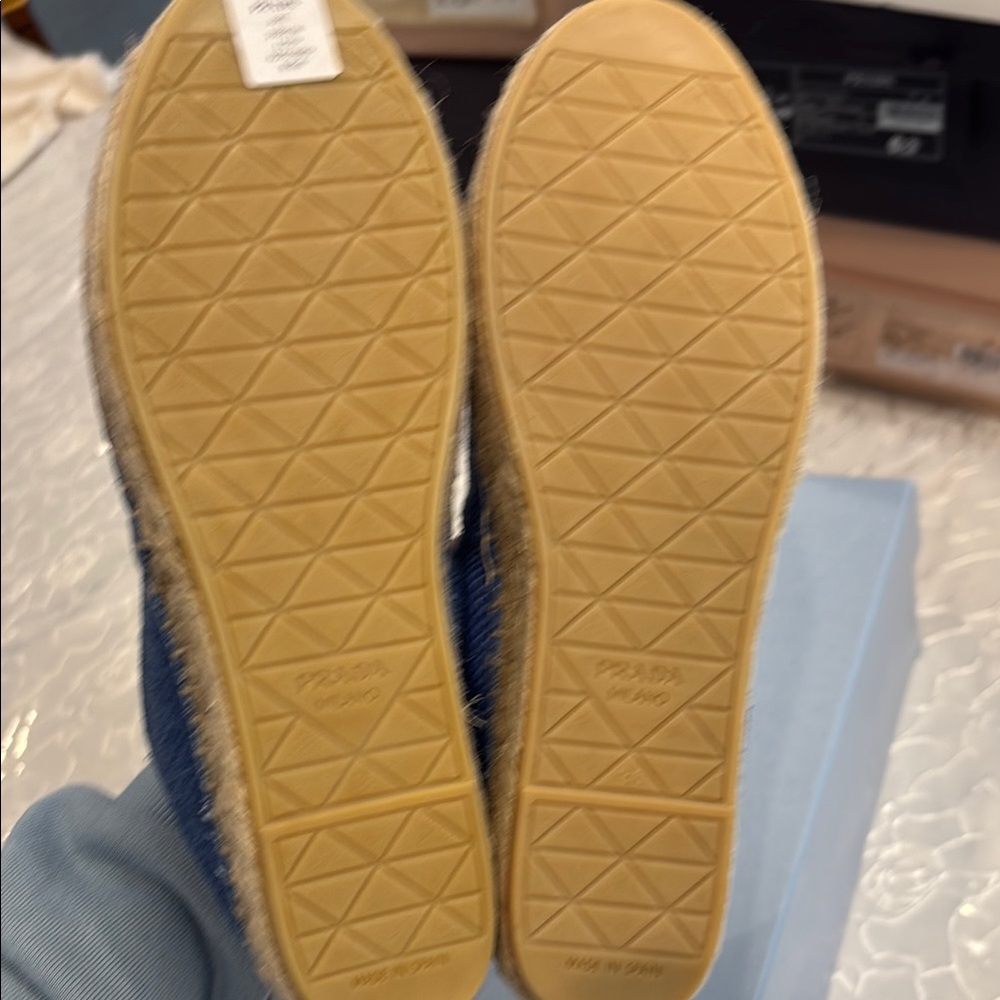 Prada Textured Blue Espadrilles - Picture 4 of 4